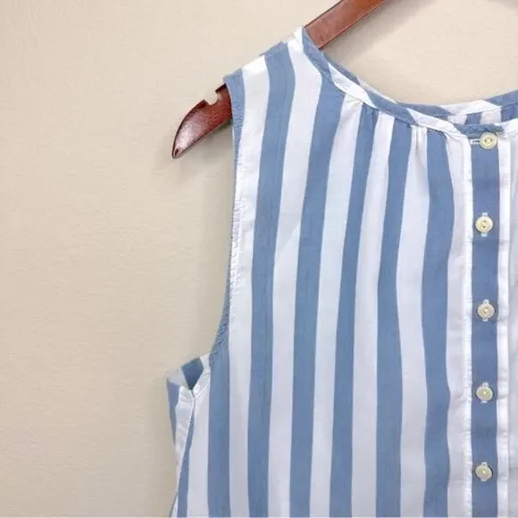 MADEWELL Indigo Button blouse top sleeveless striped cotton Size L - Picture 7 of 13